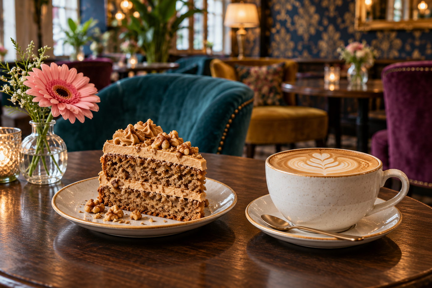 Cappuccino and a slice of cake